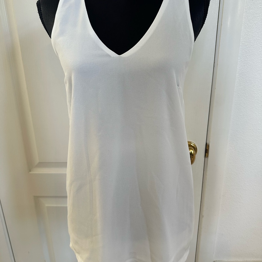 Cream Sleeveless Camisole with V-Neckline